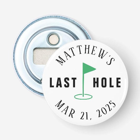 Golf Bachelor Party Laatste Hole Button Flesopener (Voorkant)