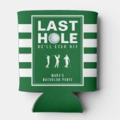 Golf Bachelor Party Laatste Hole Groen Gestreepte Blikjeskoeler (Achterkant)
