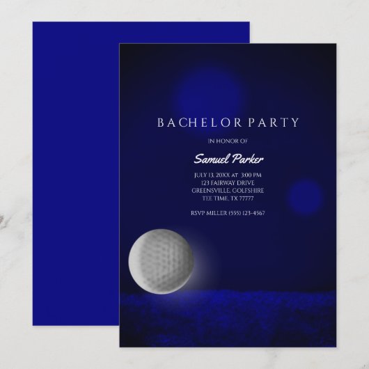 Golf Bachelor Party Navy Blue Golf Ball - Golfers Kaart (Voorkant / Achterkant)