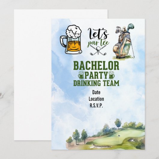 Golf bachelor Party uitnodiging opslaan datum golf (Voorkant / Achterkant)