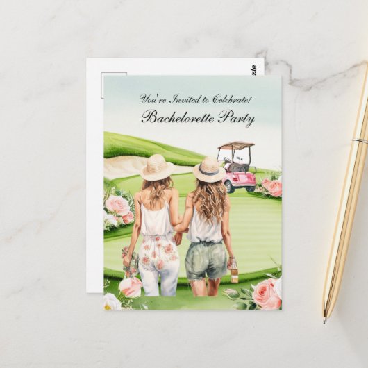 Golf Bachelorette-feest voor golfers Briefkaart (Voorkant / Achterkant in situ)