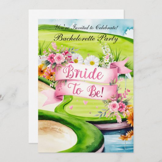 Golf Bachelorette Party op de golfbaan Kaart (Voorkant / Achterkant)