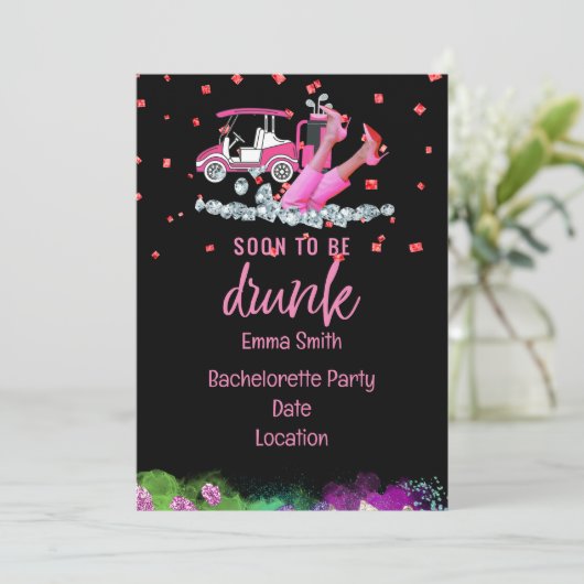 Golf Bachelorette Party vrouw golfer Roze thema Kaart (Staand voorkant)