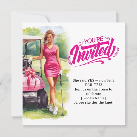 Golf Bachelorette Woman Golfer Is Golfing  Kaart (Voorkant)