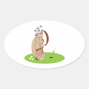Golf Bag & Balls Ovale Sticker