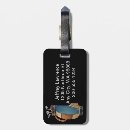 Golf Bag Design Bagagelabels (Achterkant verticaal)