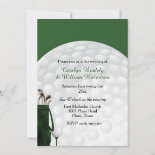Golf Bag en Ball Wedding Invitation Kaart