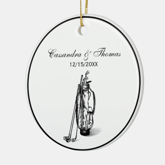 Golf Bag en Golf Clubs Black Keramisch Ornament (Links)