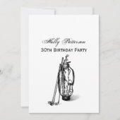 Golf Bag Golf Clubs Black 30th Birthday Party Kaart (Voorkant)