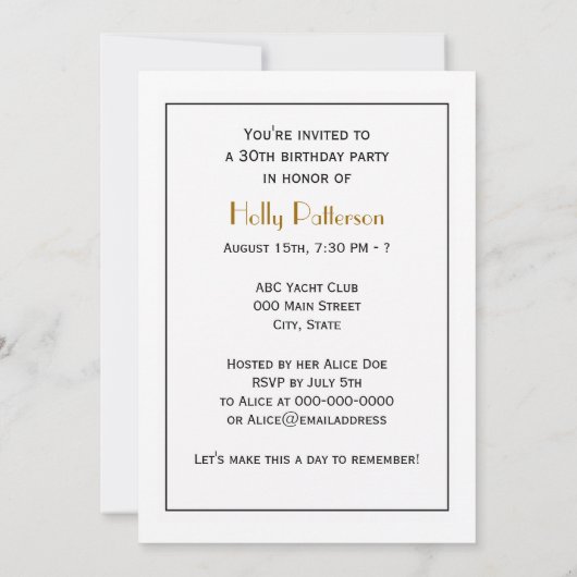 Golf Bag Golf Clubs Black 30th Birthday Party Kaart (Achterkant)