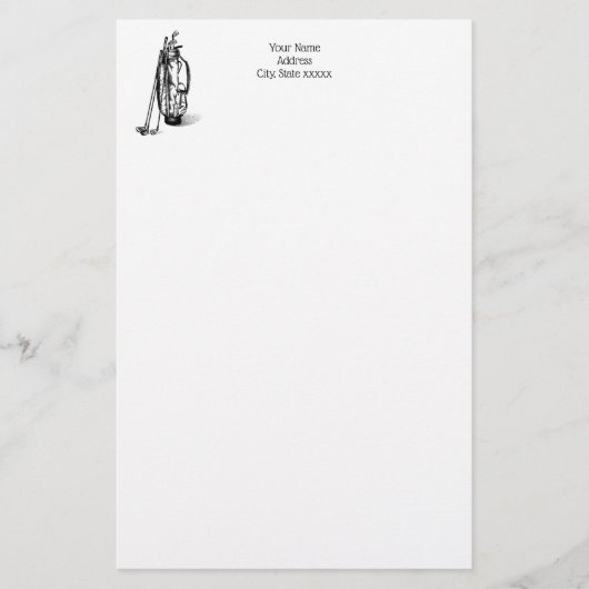 Golf Bag Golf Clubs Black Briefpapier (Voorkant)