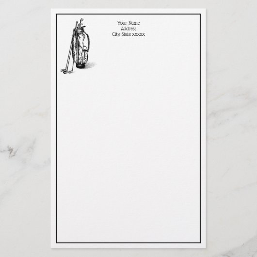 Golf Bag Golf Clubs Black Briefpapier (Voorkant)