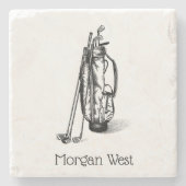 Golf Bag Golf Clubs Black Stenen Onderzetter (Voorkant)