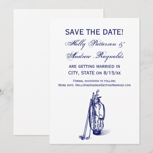 Golf Bag Golf Clubs Blue Kaart (Voorkant / Achterkant)