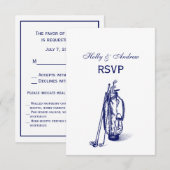 Golf Bag Golf Clubs Blue RSVP Kaartje (Voorkant / Achterkant)