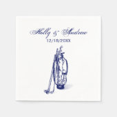 Golf Bag Golfclubs Blauwe Koppel Trouwdag Servet (Voorkant)