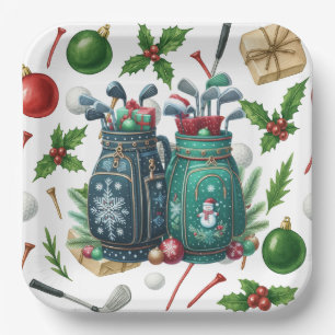 Golf Bag Kerstmis thema geschenken voor golfer Papieren Bordje