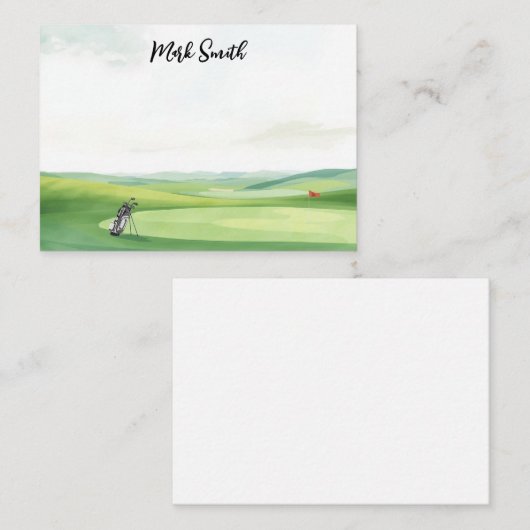 Golf Bag on the Course with Name for Golfer Notitiekaartje (Voorkant / Achterkant)