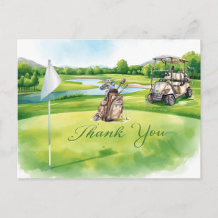 Golf Bag op golfbaan aquarel voor golfer Briefkaart