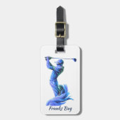 Golf Bag, Silhouette, blau, grün, dein Name Bagagelabel (Voorkant verticaal)