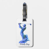 Golf Bag, Silhouette, blau, grün, dein Name Bagagelabel (Achterkant verticaal)