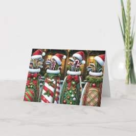 Golf Bags Christmas Holiday Card Feestdagen Kaart