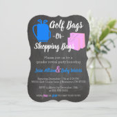Golf Bags of Shopping Bags Gender onthullen Invite Kaart (Staand voorkant)