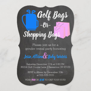 Golf Bags of Shopping Bags Gender onthullen Invite Kaart