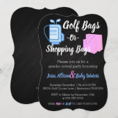 Golf Bags of Shopping Bags Gender onthullen Invite Kaart (Voorkant / Achterkant)