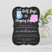 Golf Bags of Shopping Bags Gender onthullen Invite Kaart (Staand voorkant)