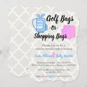 Golf Bags of Shopping Bags Gender onthullen Invite Kaart (Voorkant / Achterkant)