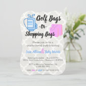 Golf Bags of Shopping Bags Gender onthullen Invite Kaart (Staand voorkant)