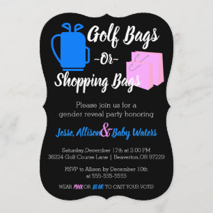 Golf Bags of Shopping Bags Gender onthullen Invite Kaart