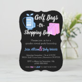 Golf Bags of Shopping Bags Gender onthullen Invite Kaart (Staand voorkant)