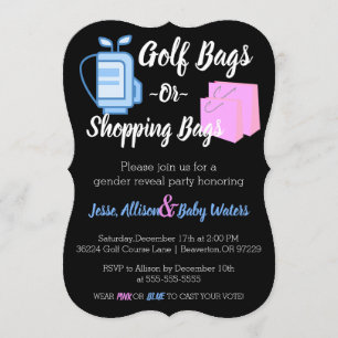 Golf Bags of Shopping Bags Gender onthullen Invite Kaart