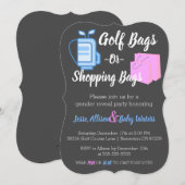 Golf Bags of Shopping Bags Gender onthullen Invite Kaart (Voorkant / Achterkant)