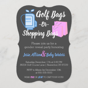 Golf Bags of Shopping Bags Gender onthullen Invite Kaart