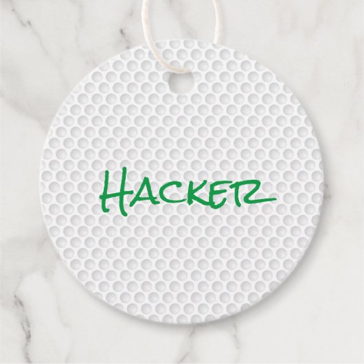 Golf Bal Dimples HACKER Golfen Grappig Gift Wrap Bedankjes Labels (Voorkant)