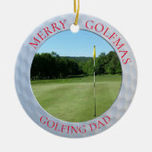 Golf Bal Dimples Merry Golfmas Naam Golfer Foto Keramisch Ornament (Voorkant)