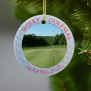 Golf Bal Dimples Merry Golfmas Naam Golfer Foto Keramisch Ornament