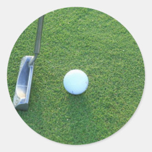 Golf, bal en putter ronde sticker