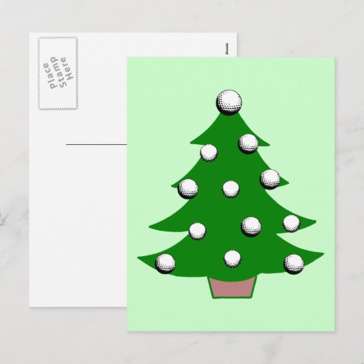 Golf bal kerstboom feestdagenkaart (Voorkant / Achterkant)
