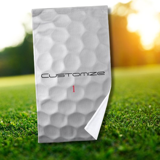 Golf bal kuiltjes gepersonaliseerde tekst en numme handdoek