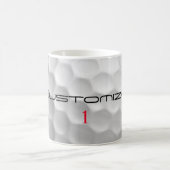 Golf bal kuiltjes gepersonaliseerde tekst en numme koffiemok (Center)