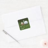 Golf-bal met kerstman op groen vierkante sticker (Envelop)