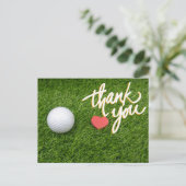 Golf bal rood hart groen met liefde bedankt briefkaart (Staand voorkant)