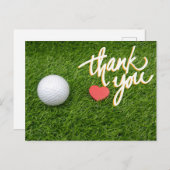 Golf bal rood hart groen met liefde bedankt briefkaart (Voorkant / Achterkant)