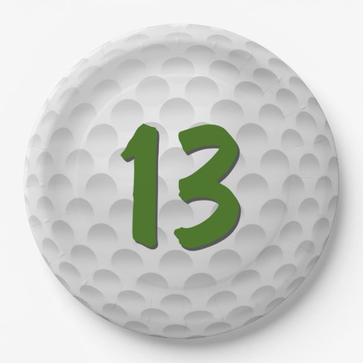 Golf Ball 13th Birthday Papieren Bordje (Voorkant)