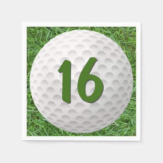 Golf Ball 16th Birthday Napkins Servet (Voorkant)