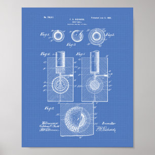 Golf Ball 1902 Patent Art - Blauwdruk Poster